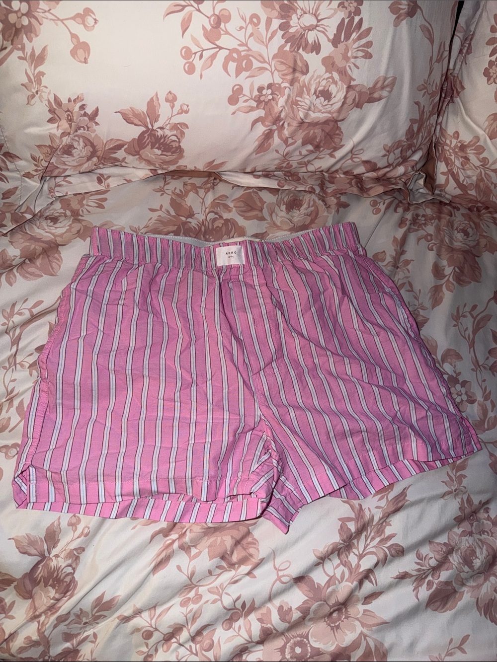 Aeropostale Pink and White Striped High-Waist Women’s Shorts